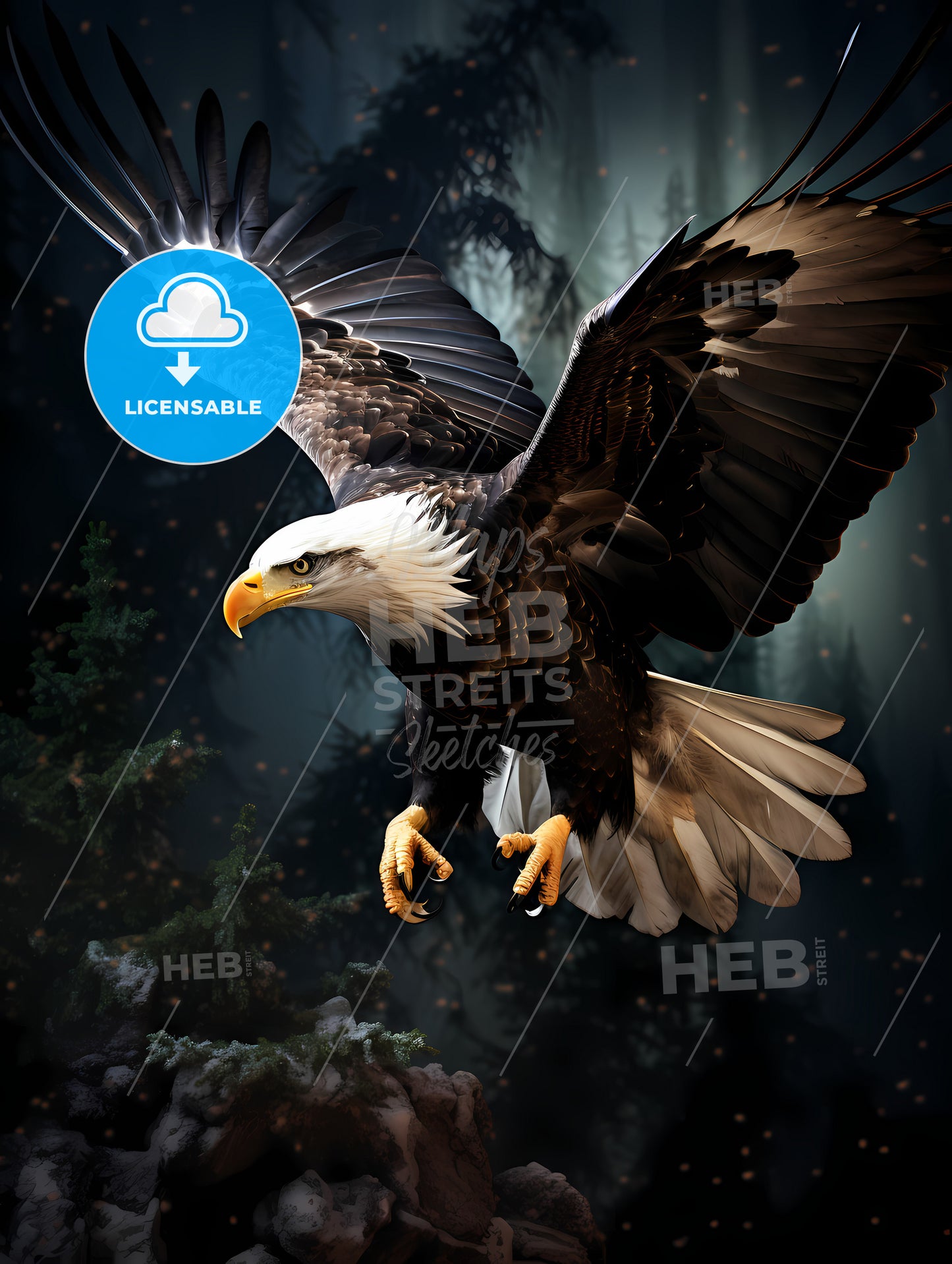 An Eagle Flying Upward, A Bald Eagle Flying In The Air