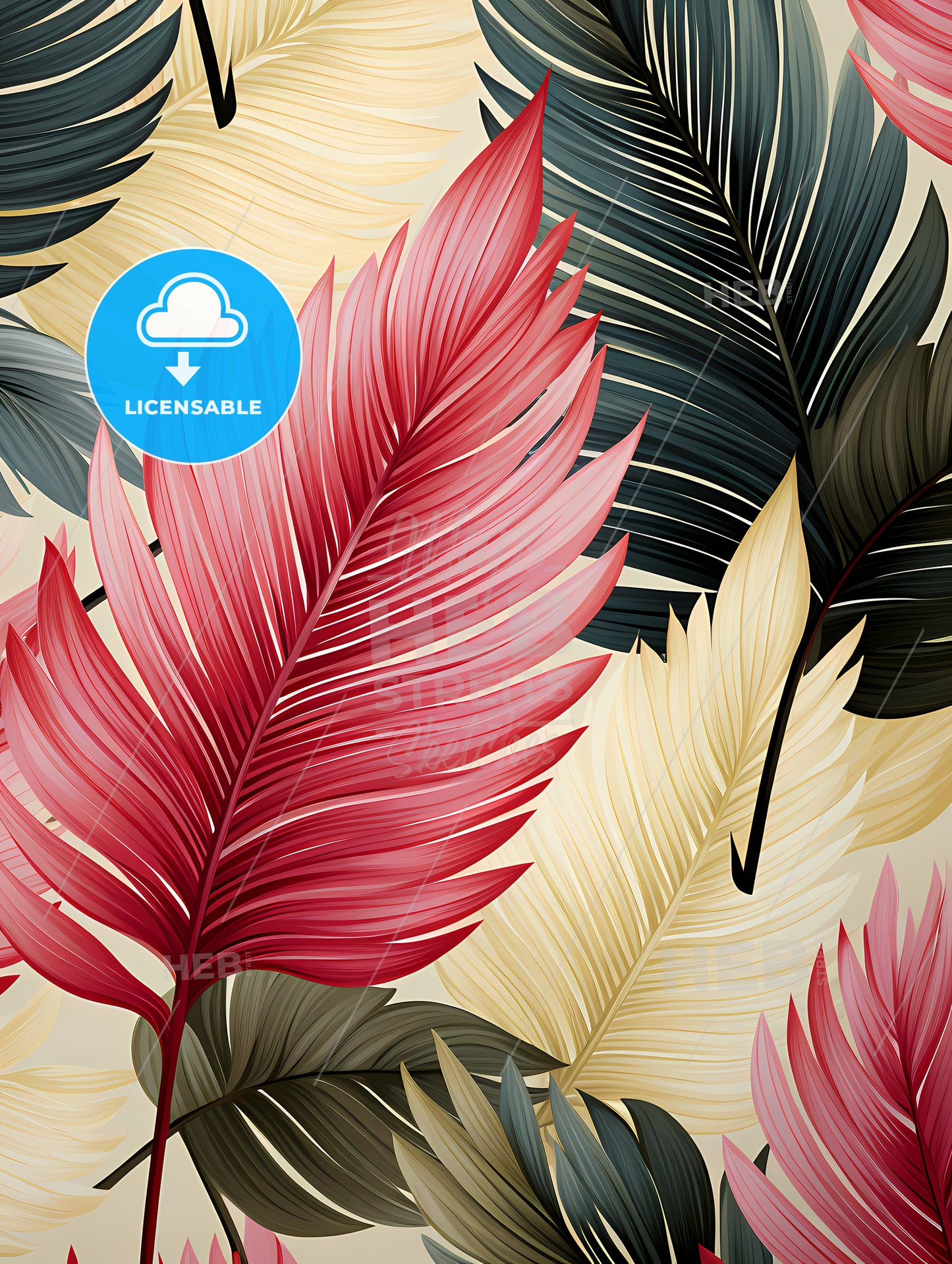 Green Palm Leaves, A Close Up Of Colorful Leaves