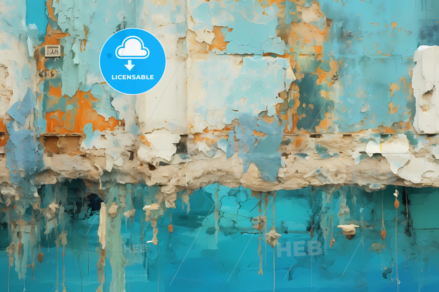 A Damaged Wall With Blue Paint, A Close Up Of A Wall