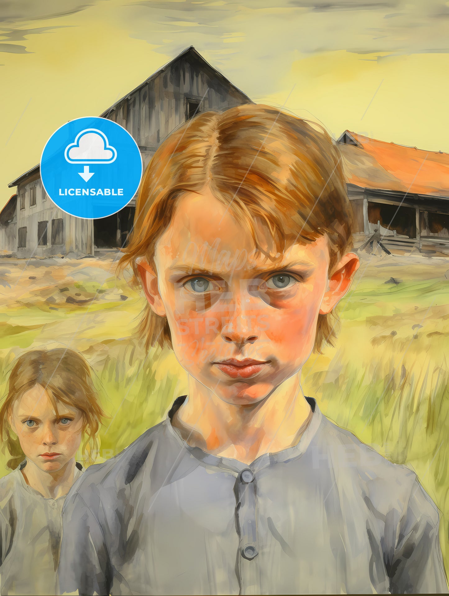 In A Country Side, A Girl Looking At The Camera