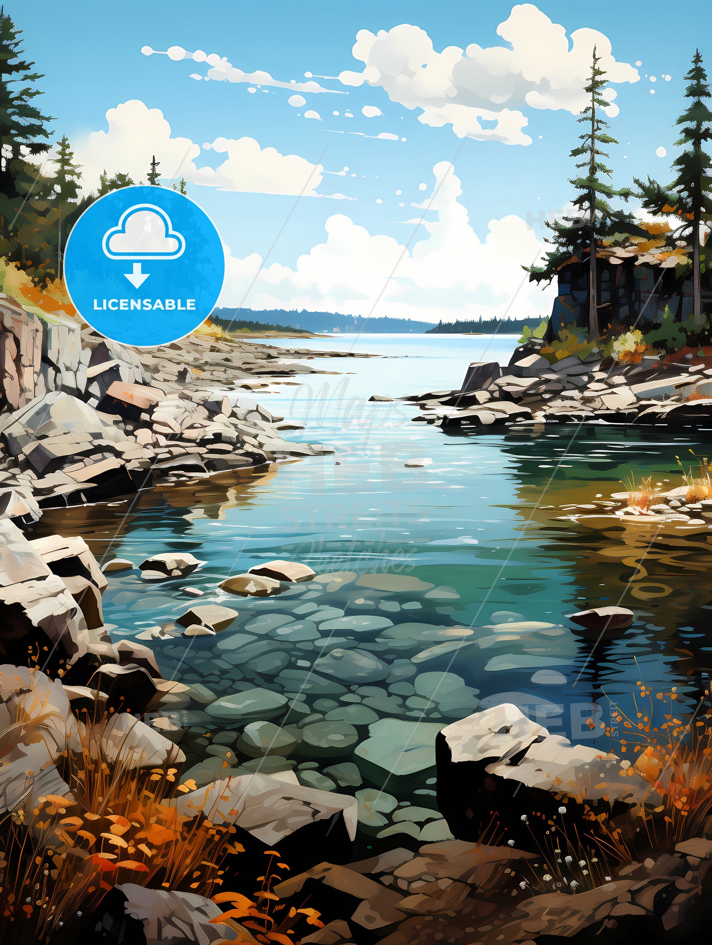 Lake Superior Canada, A River With Rocks And Trees