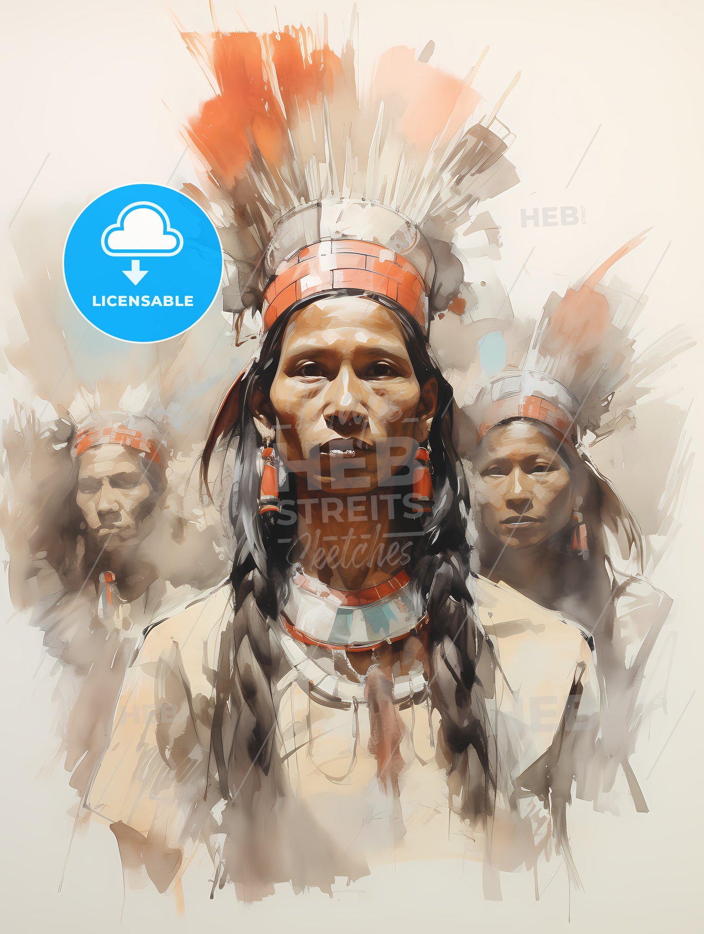 Indigenous Portrait, A Group Of Men Wearing Traditional Clothing