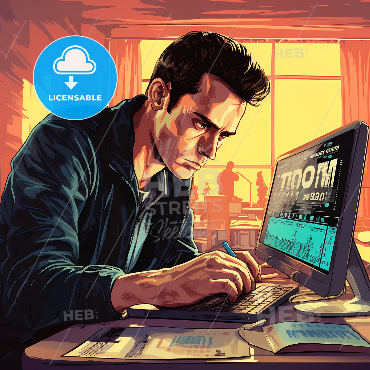 The Software Tester, A Man Sitting At A Desk Working On A Computer