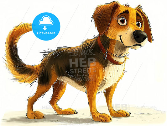 Cartoon Dog Soft And Gentle, A Cartoon Dog With A Collar