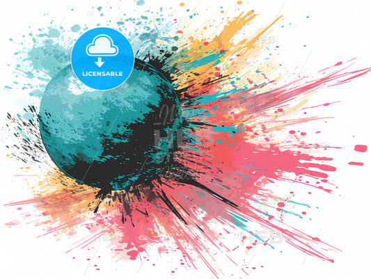 Bomb Explosive Dynamite Color Doodle, A Colorful Paint Splatter With A Round Object