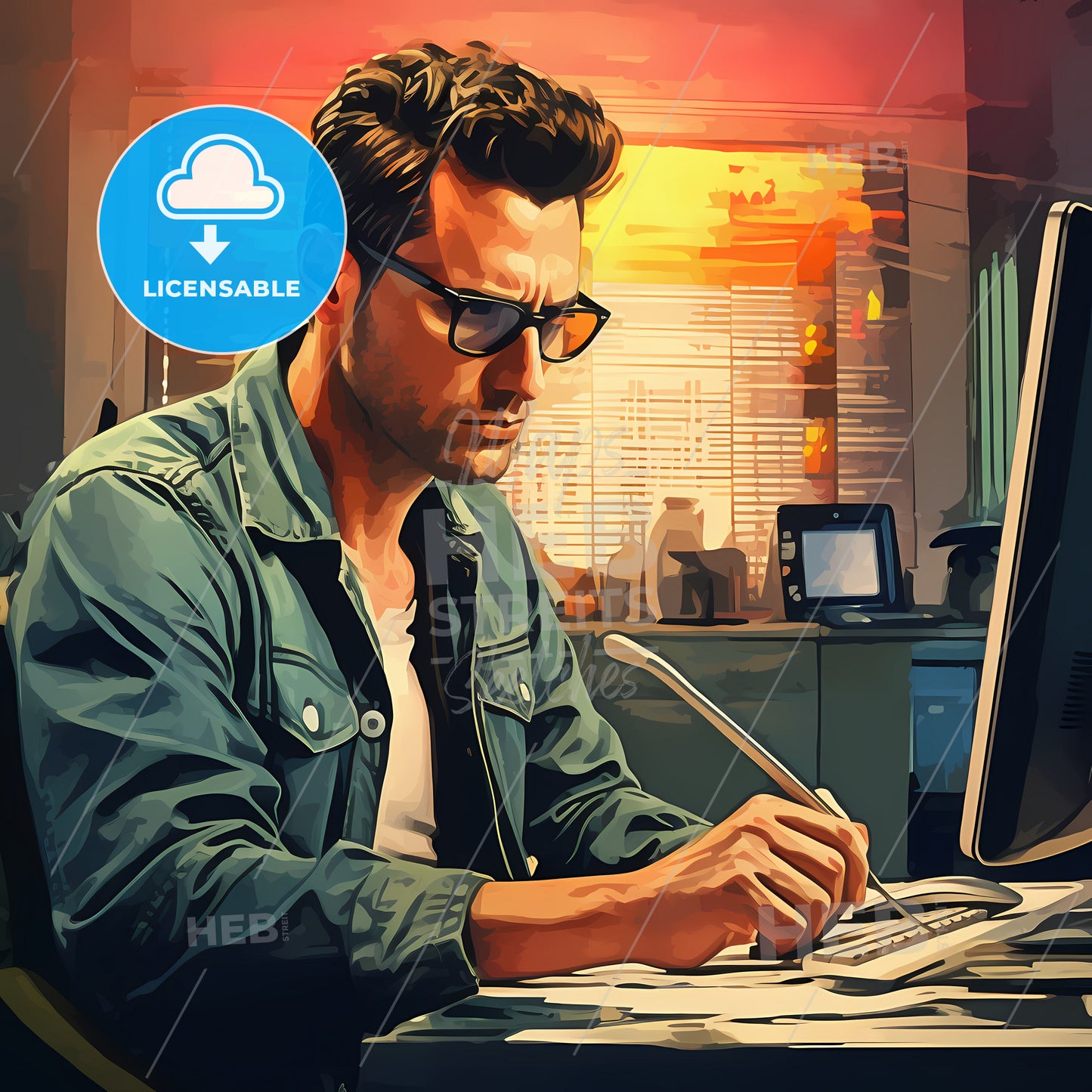 The Software Tester, A Man Sitting At A Desk Writing On A Computer