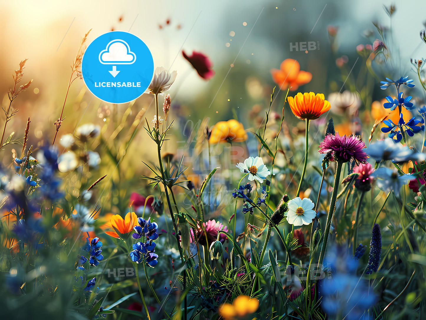 Beautiful Field Meadow Flowers Chamomile, A Field Of Colorful Flowers