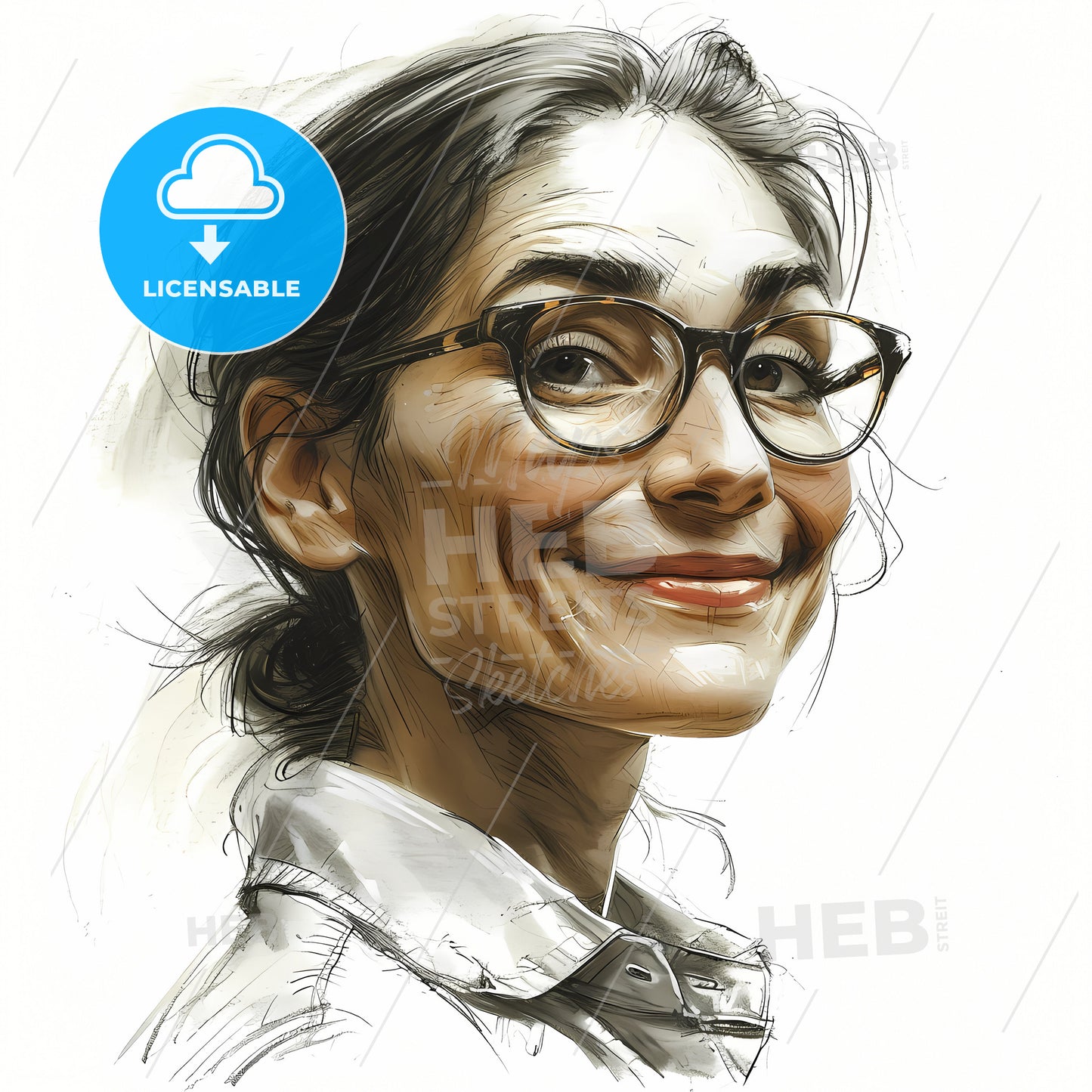 Smiling Old Businesswoman, A Woman Wearing Glasses And Smiling