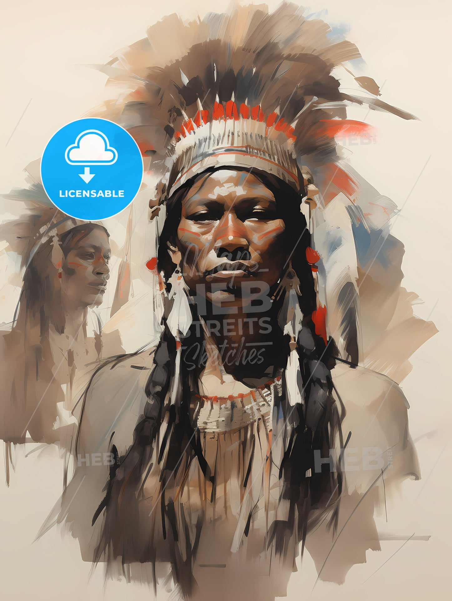 Indigenous Portrait, A Man Wearing A Headdress