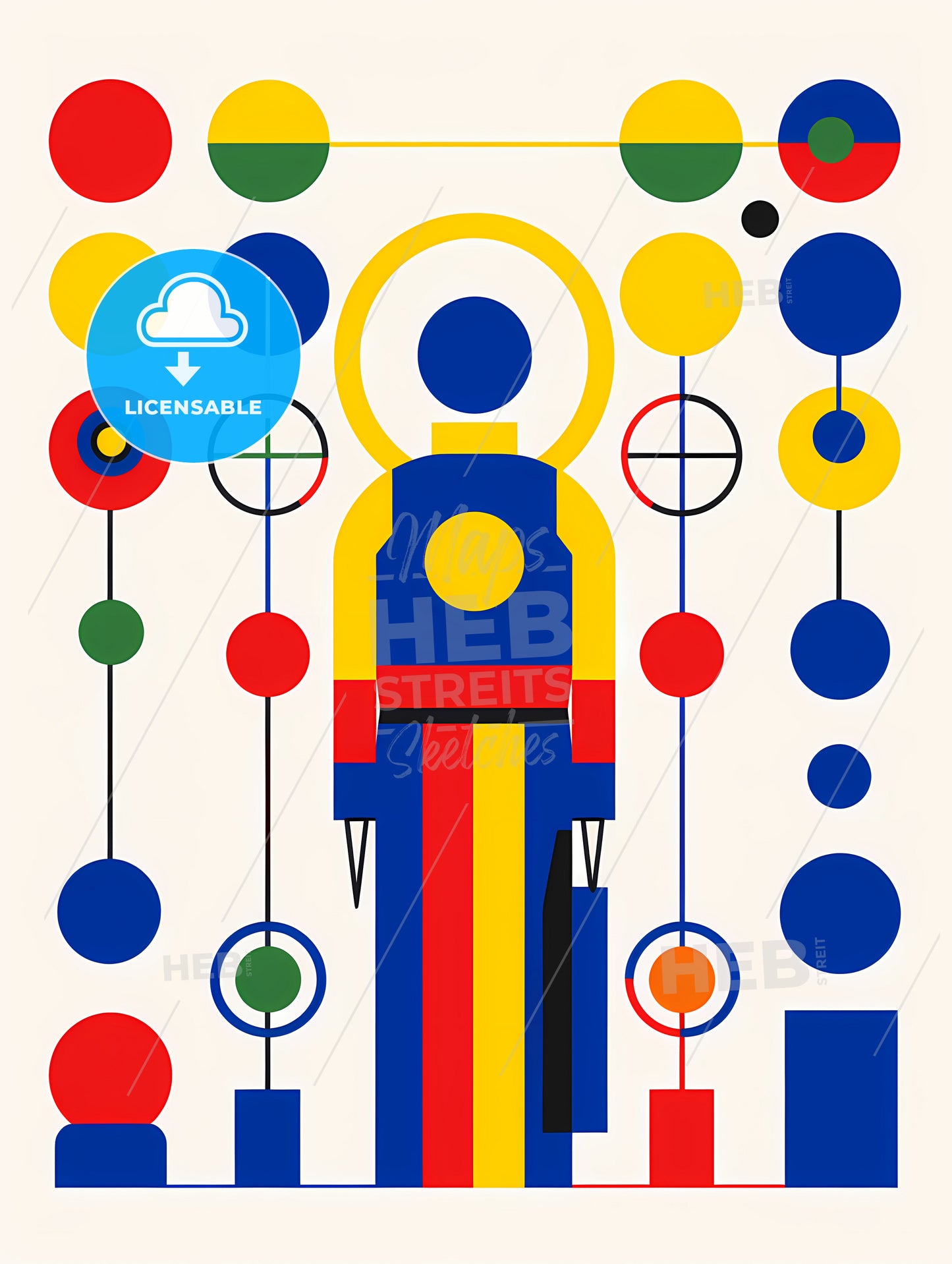 Minimalist Mechanic Art, A Colorful Art Piece Of Art