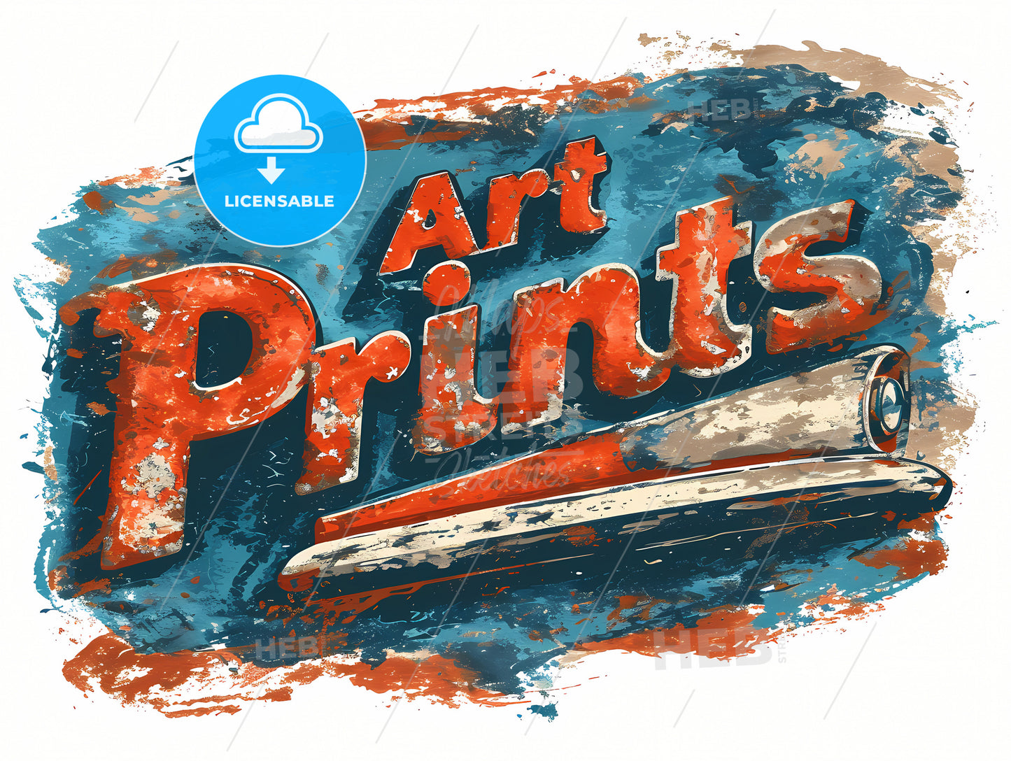 Stylish Logo With The Text Art Prints, A Art Sign With A Rolled Up Scroll