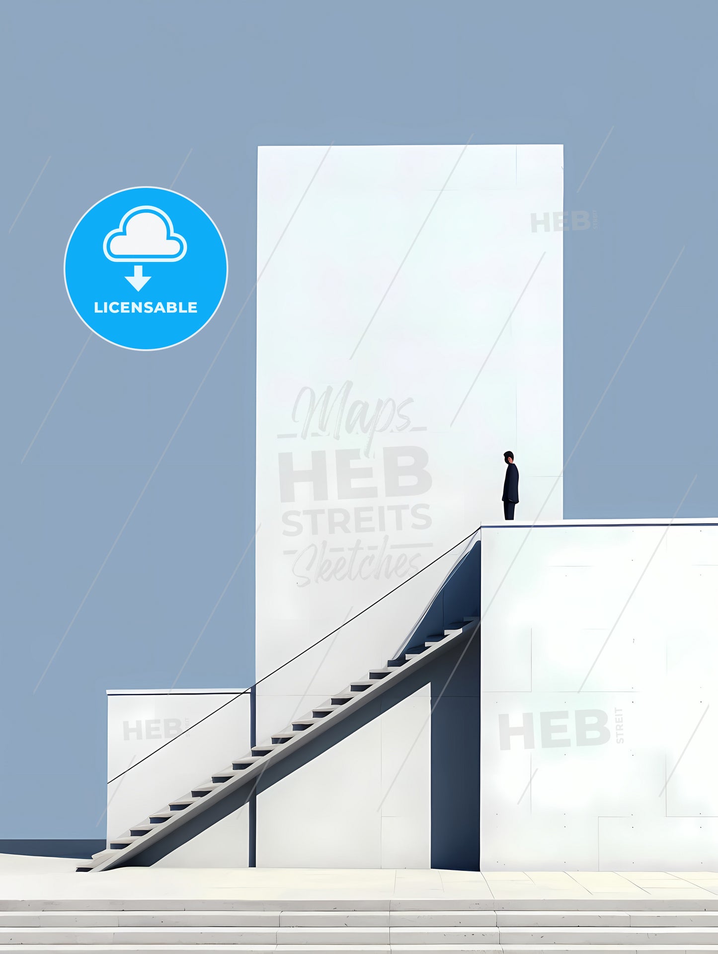 Diminished Minimalism Art, A Man Standing On A White Building