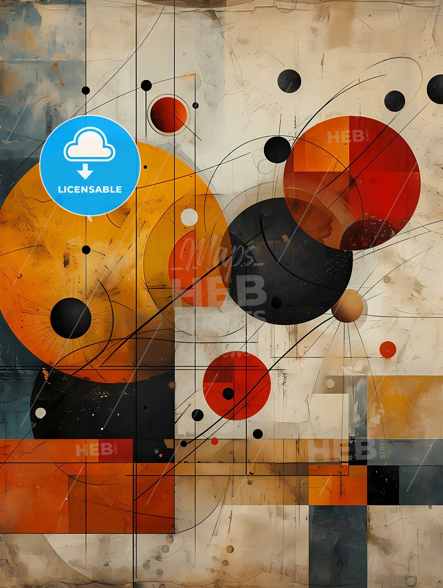 A Fusion Of Whimsical And Retro, A Colorful Art Piece With Circles And Lines