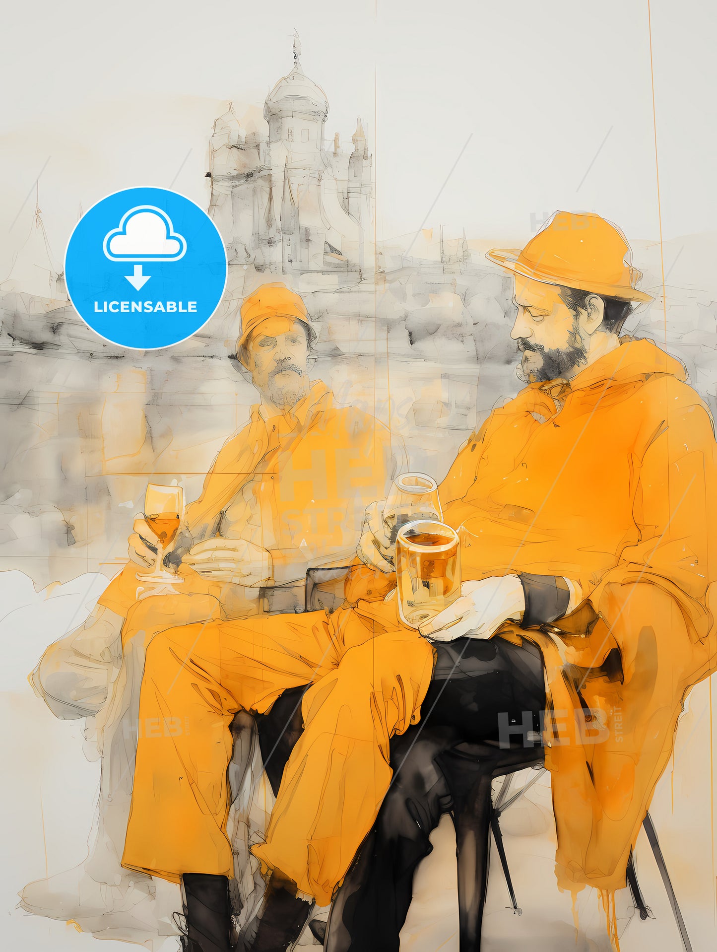 Orange Juice, A Couple Of Men Wearing Orange Clothes Holding Glasses Of Wine