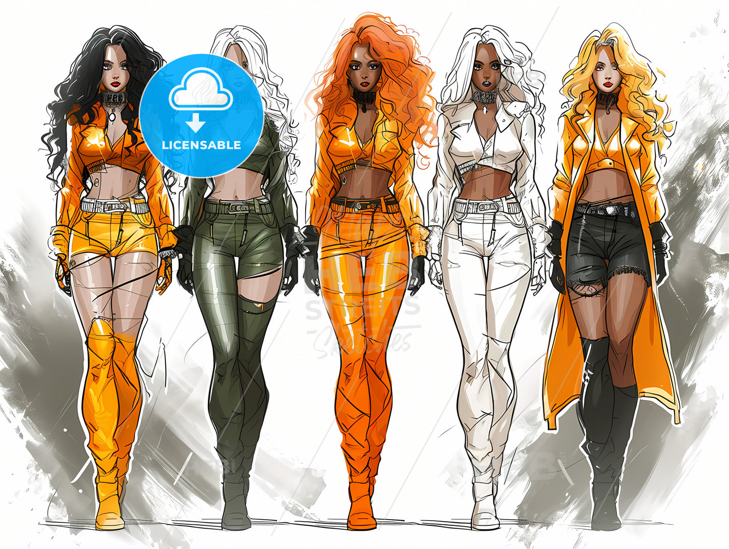 Sketch Alembiccore Transfemme, A Group Of Women In Different Outfits