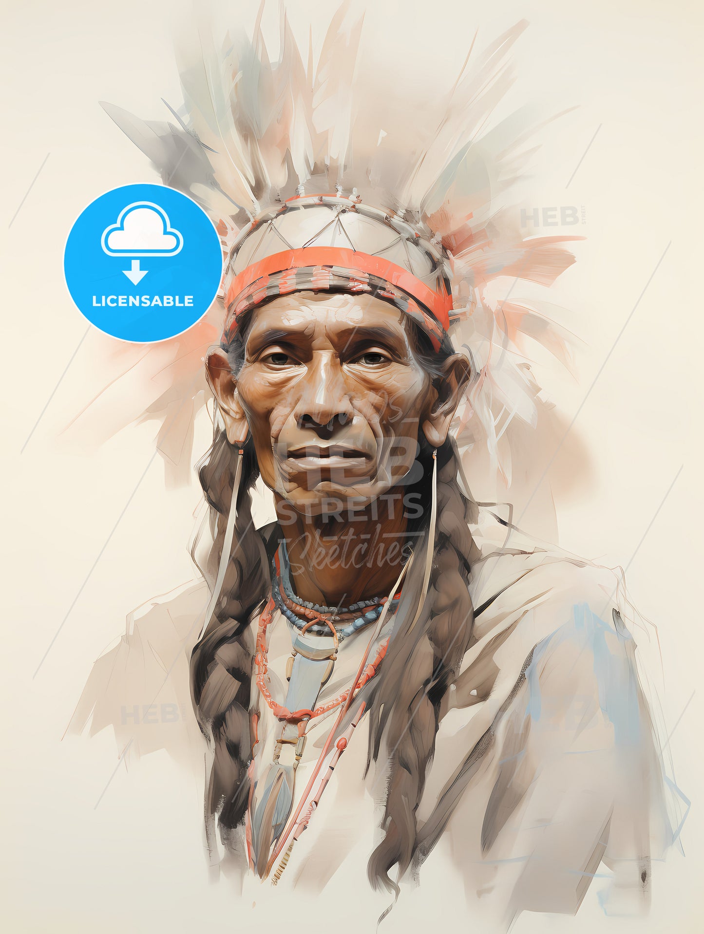 Indigenous Portrait, A Man Wearing A Headdress