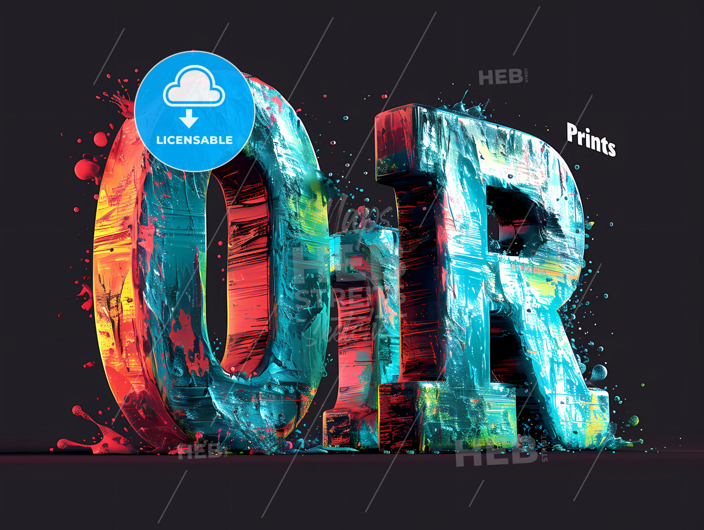 Stylish Logo With The Text Art Prints, A Colorful Letters With Splashes