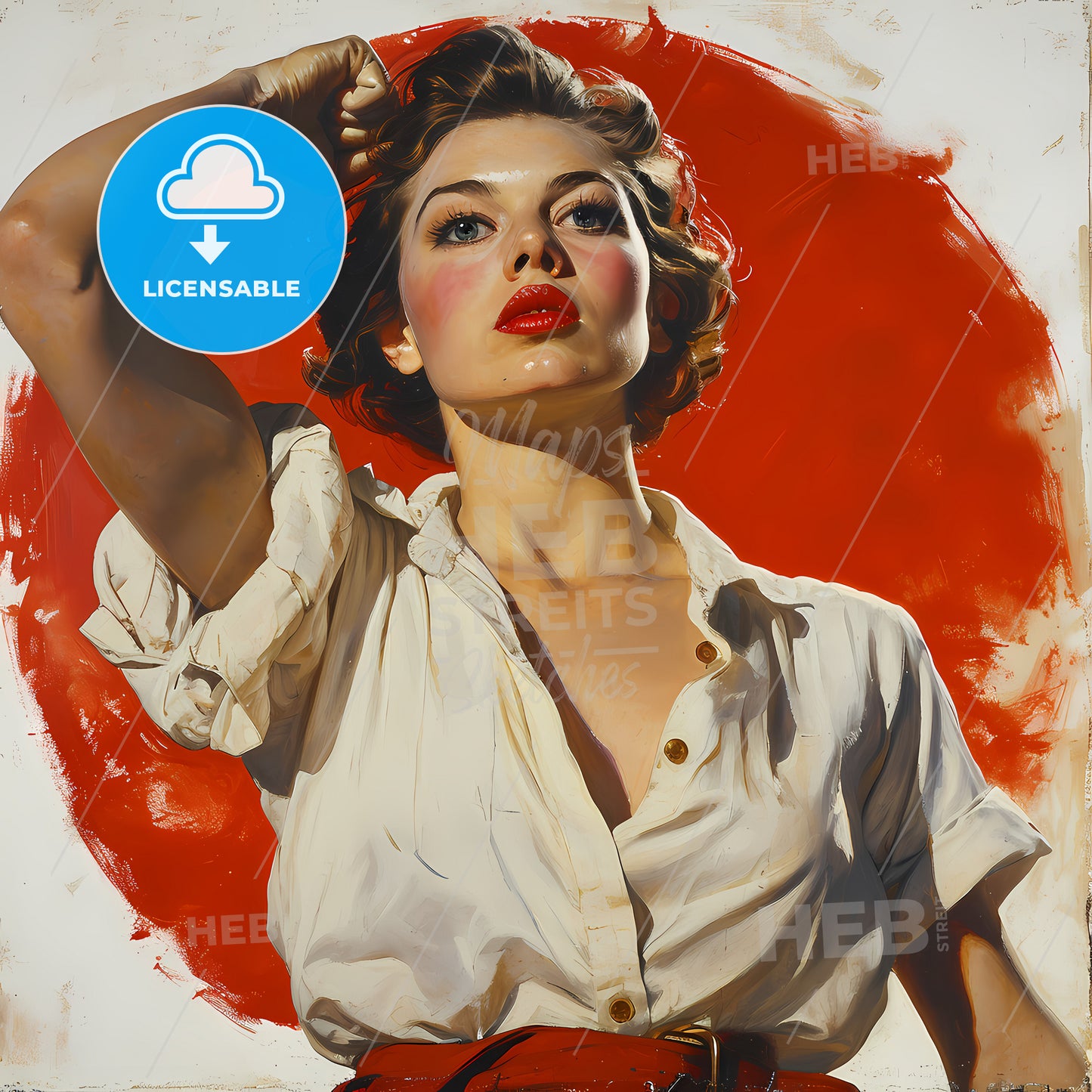 Strong Suffragette Sport Logo, A Woman With Red Lipstick And White Shirt