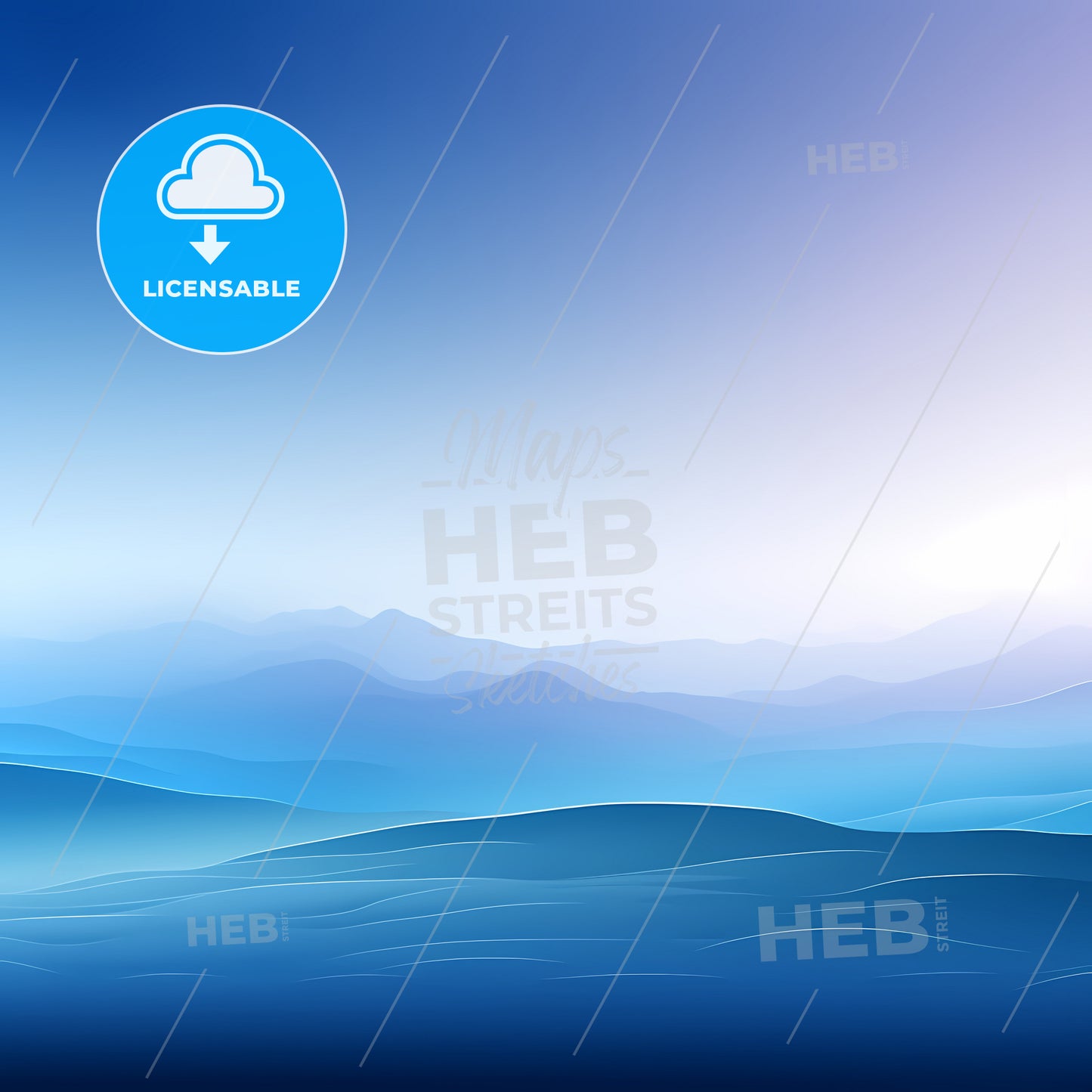 Blue Gradient Background, A Blue Landscape With Hills And A Blue Sky