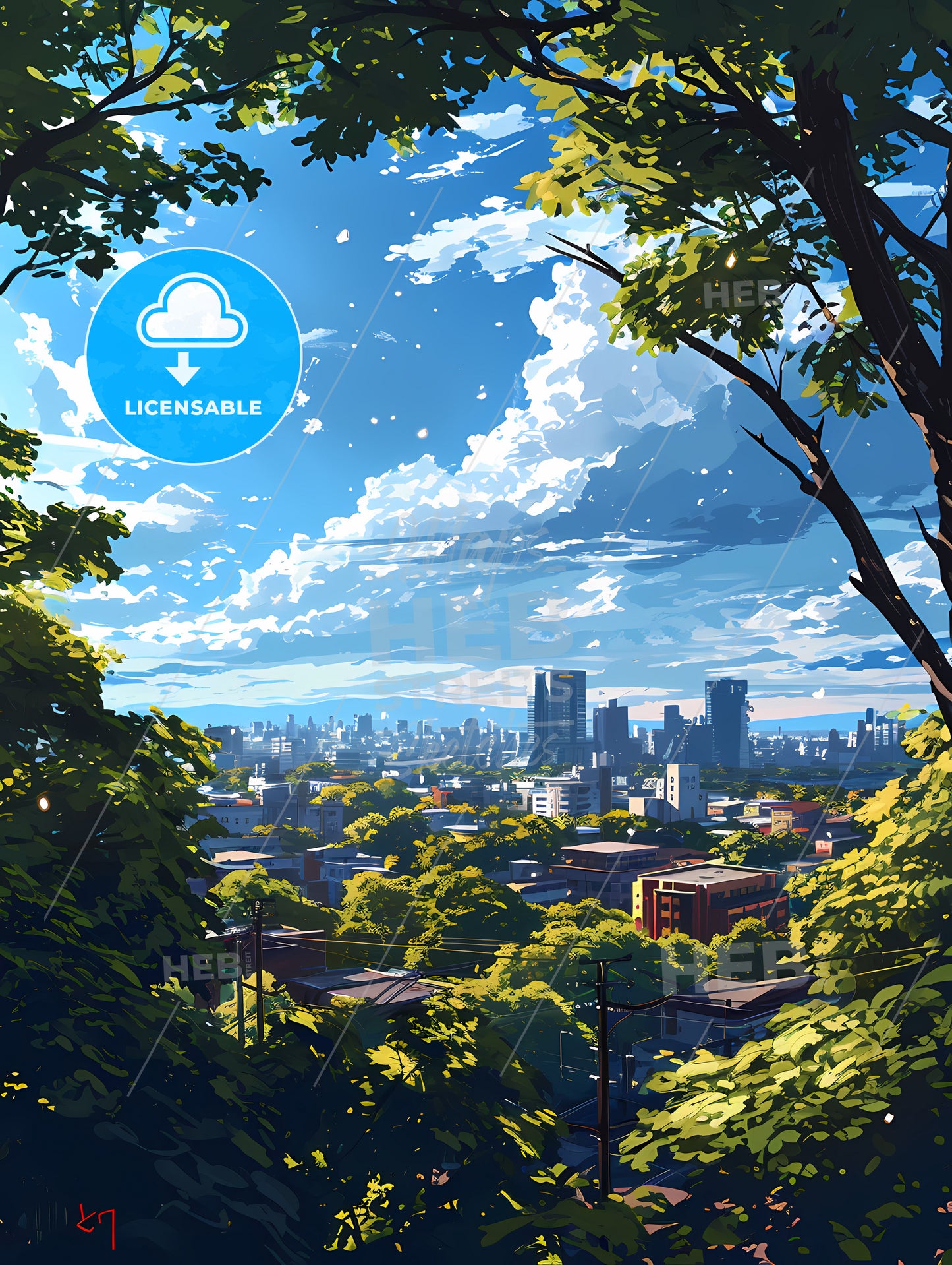 Miami Skyline, A City Landscape With Trees And Buildings