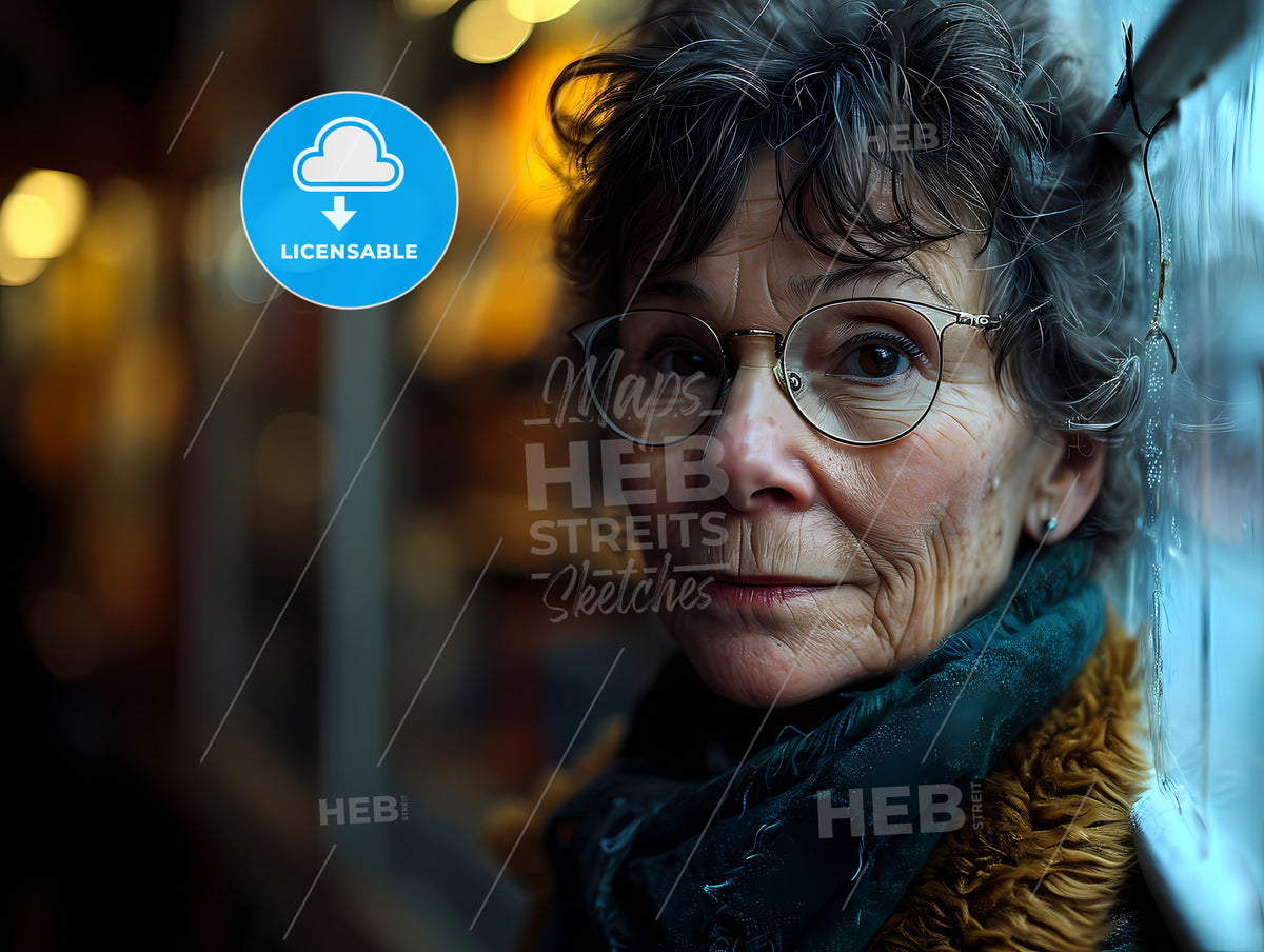 An Analogue Over The Shoulder Shot, A Woman With Glasses And A Scarf