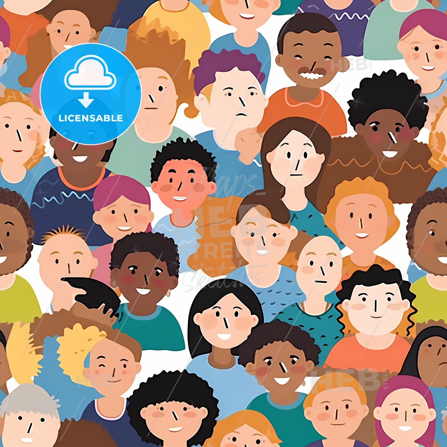 Diverse People Crowd Pattern, A Group Of People In Different Colors