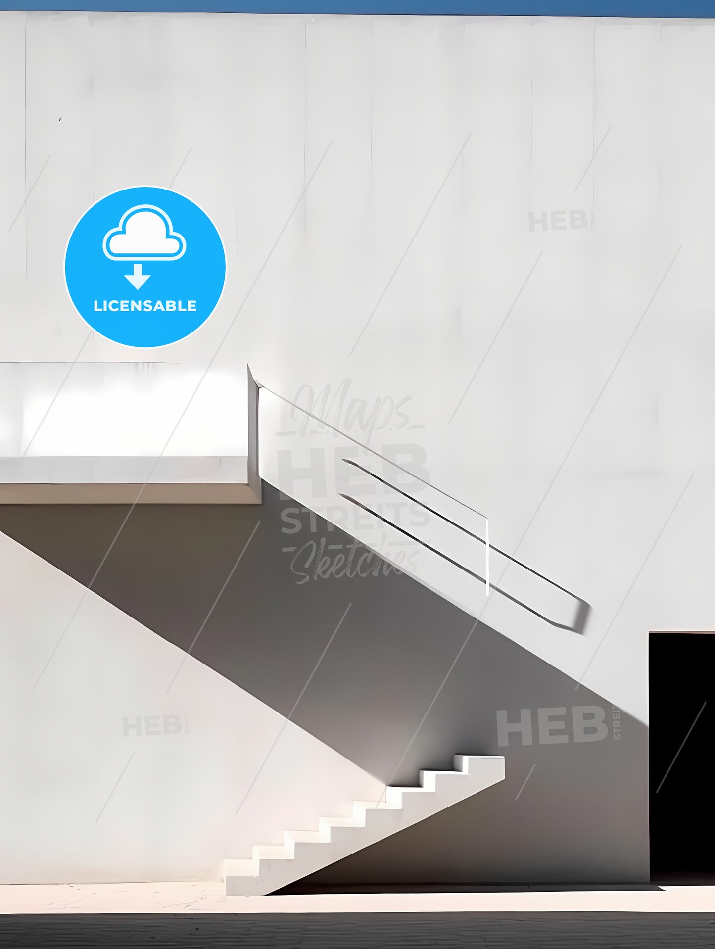 Diminished Minimalism Art, A White Stairs And A Door