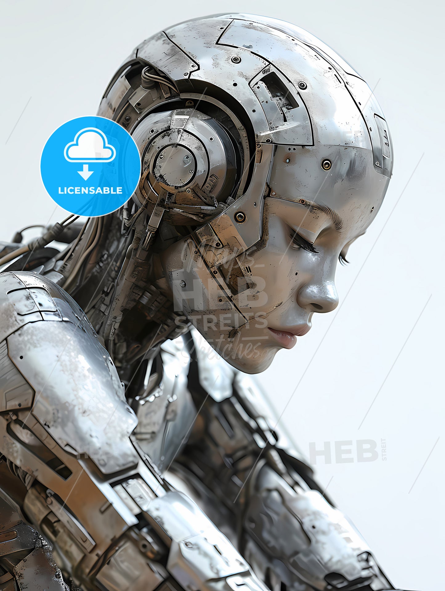 A Woman Wearing Chrome Reflective Body Suite, A Woman Wearing A Robot Garment