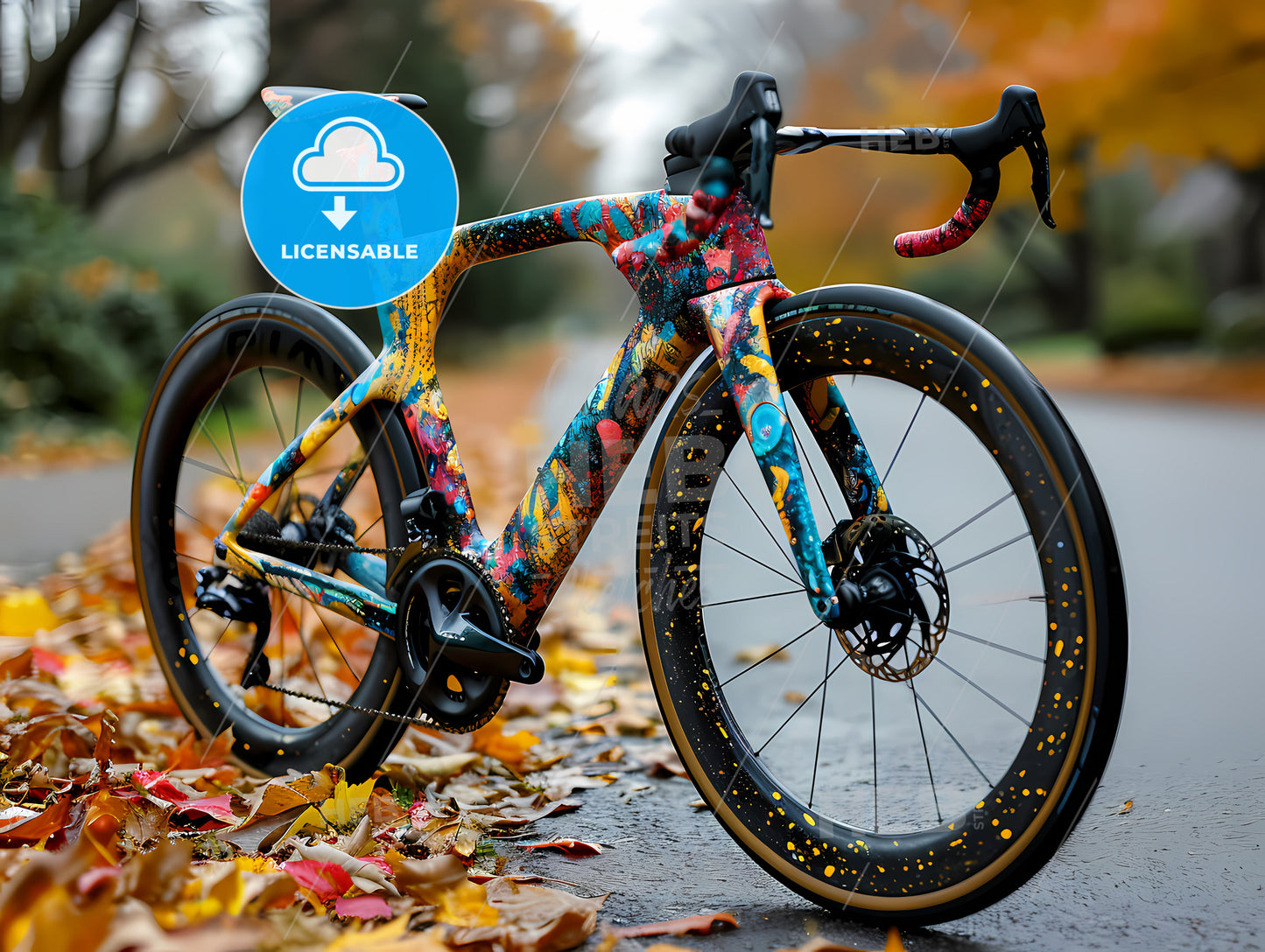 The Triathlon Canyon Bicycle, A Colorful Bicycle Parked On A Road