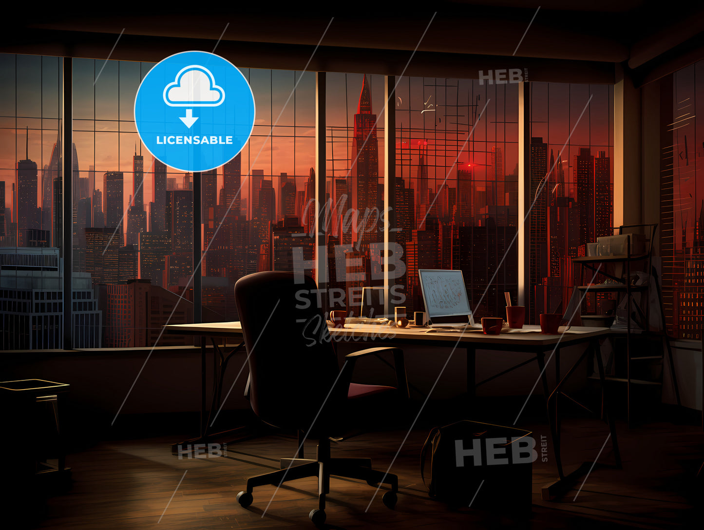 An Office With A Stock Market, A Room With A View Of A City