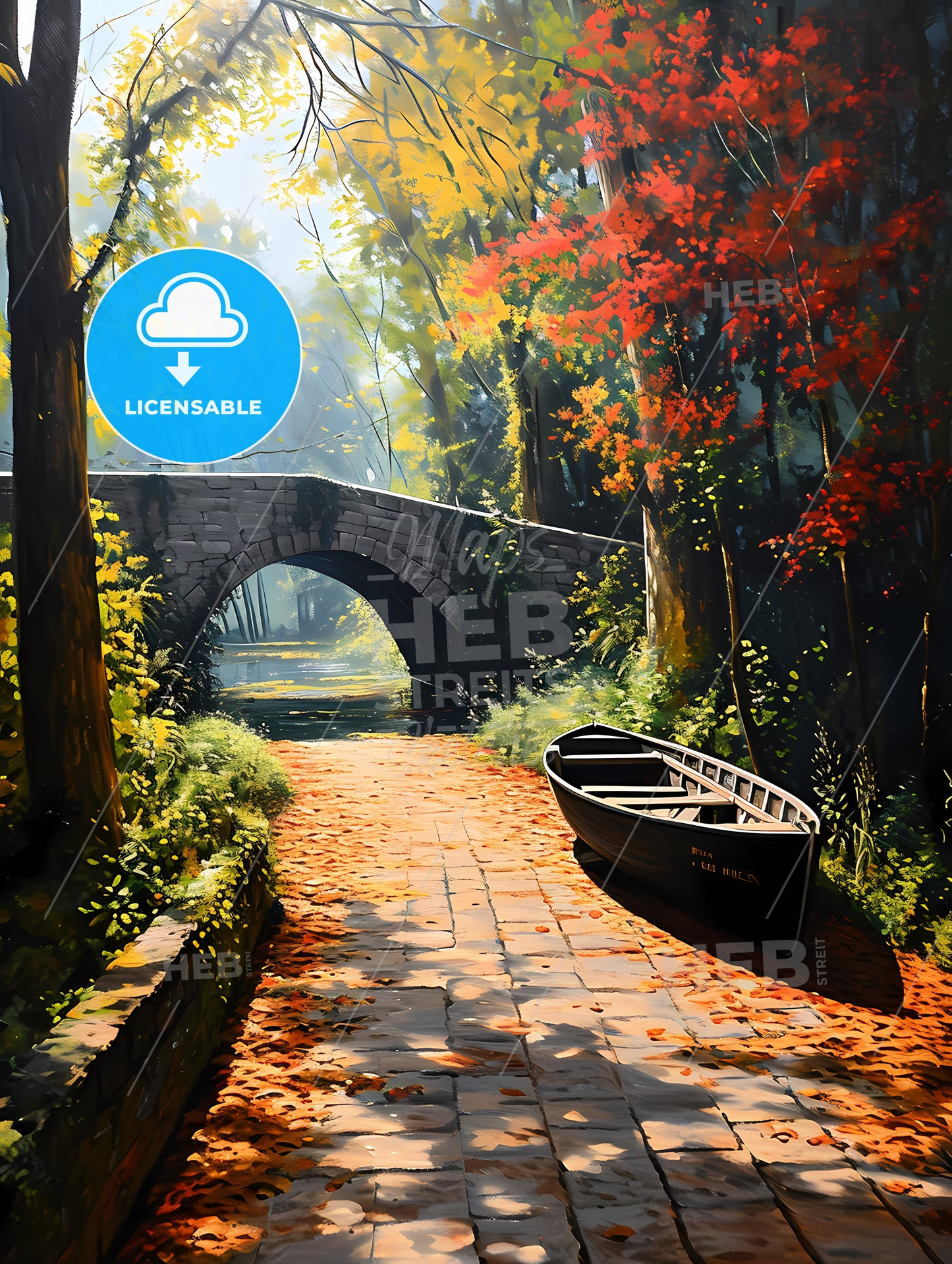 Bathing Scene, A Boat On A Path In A Forest