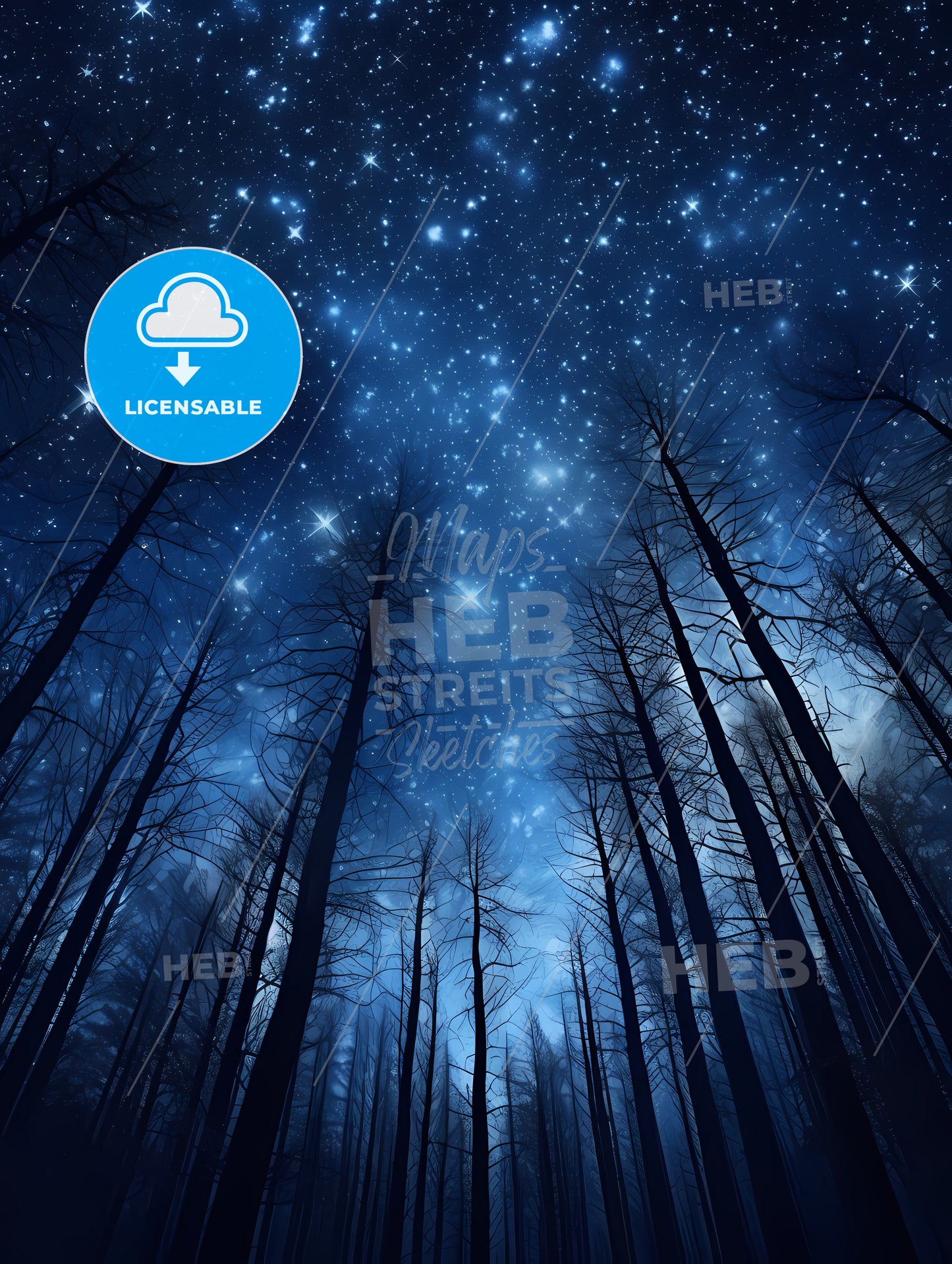 There Was A Particularly Bright Star, A Starry Sky Above A Forest