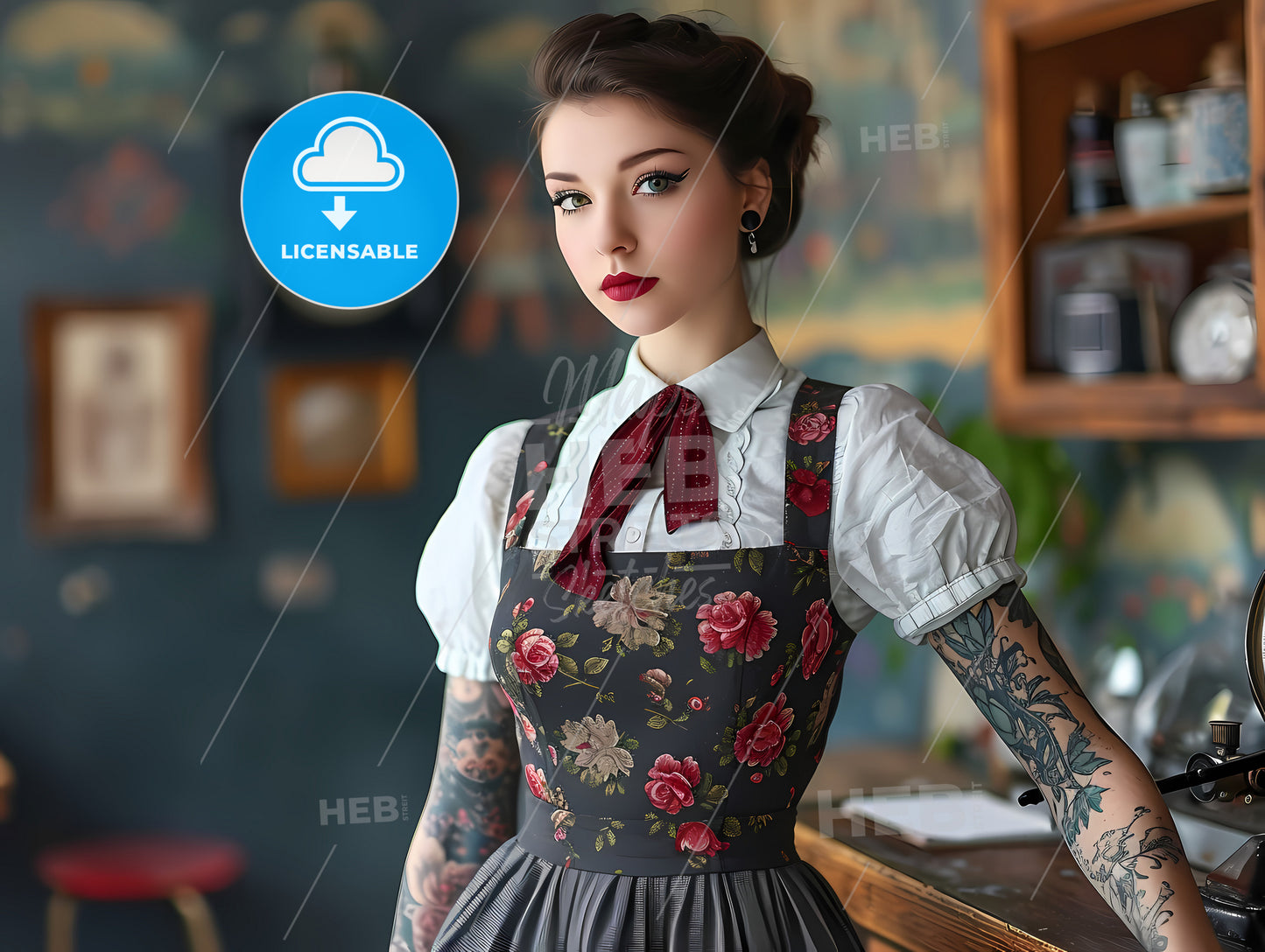 A Woman School Teacher, A Woman With Tattoos On Her Arm And A Dress