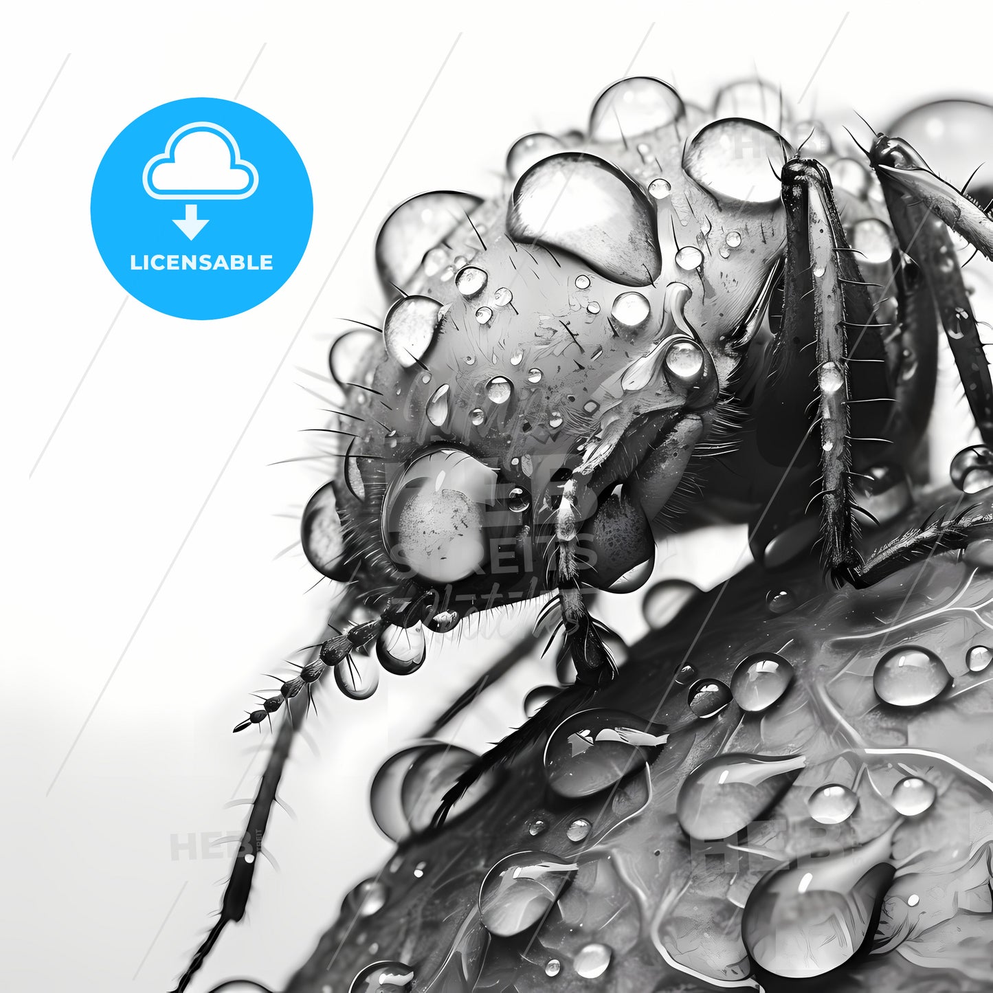 Macro Photography, A Bug With Water Drops On It