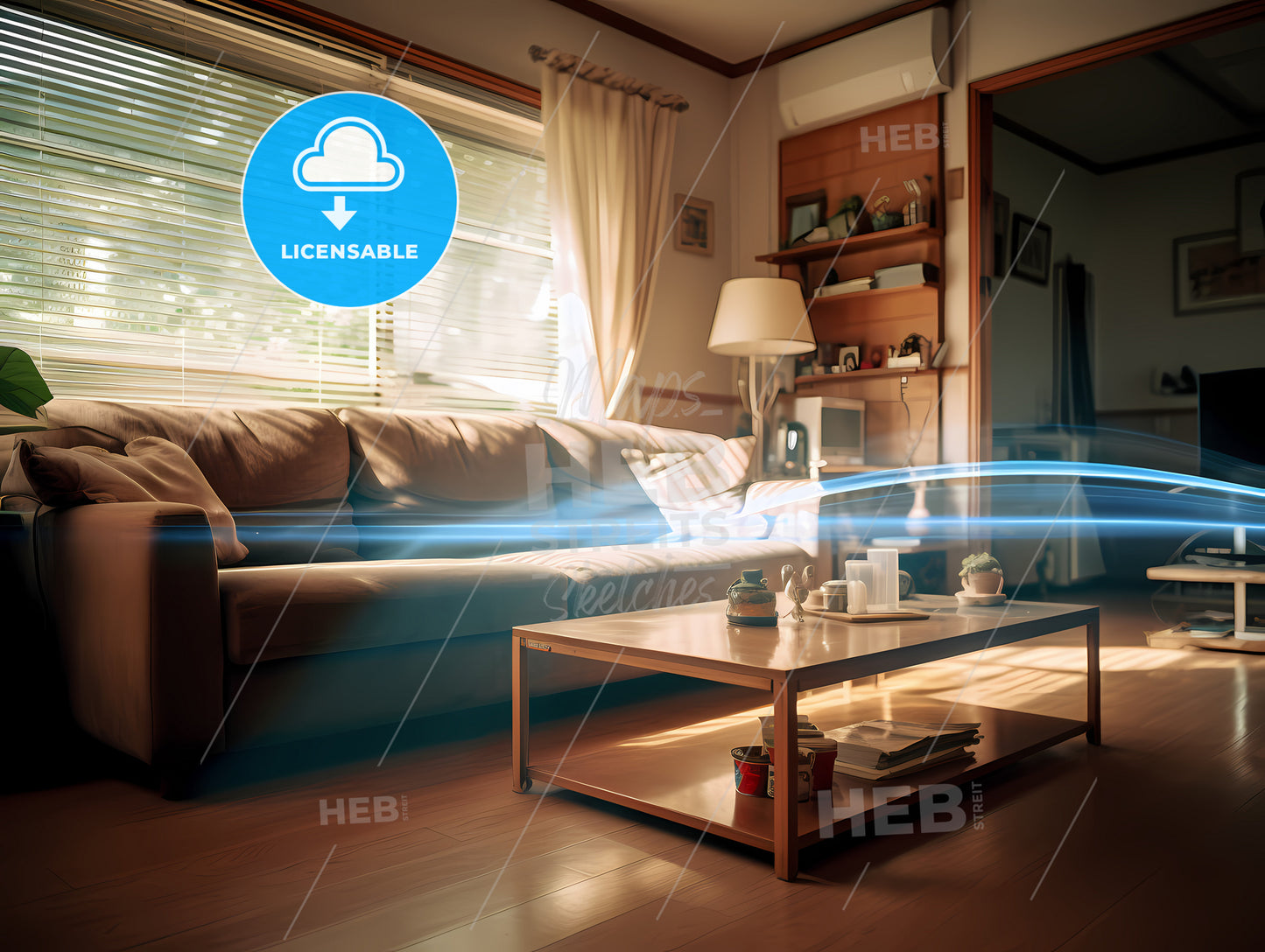 In The Living Room, A Living Room With A Couch And Coffee Table