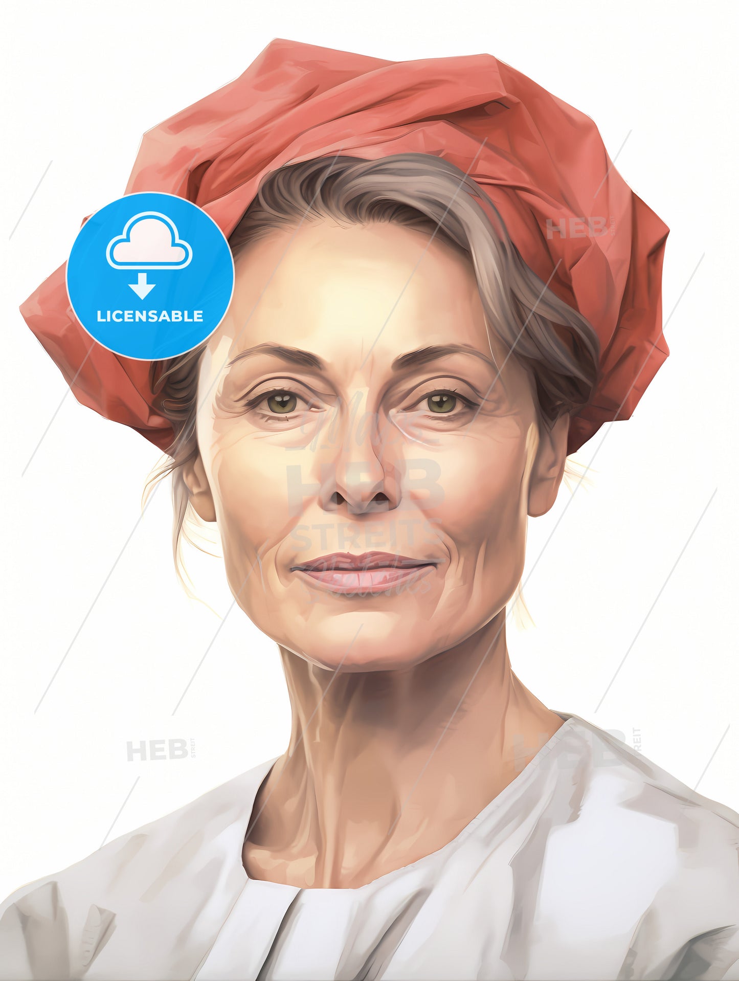 Beautiful Mature Woman 50 Years Old, A Woman With A Red Head Wrap