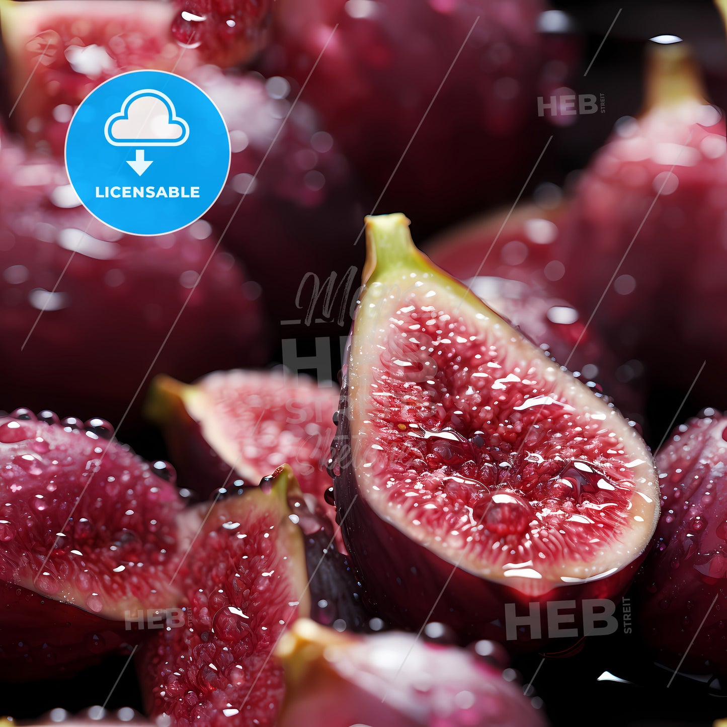 Fresh Fig Seamless Background, A Group Of Figs With Water Droplets