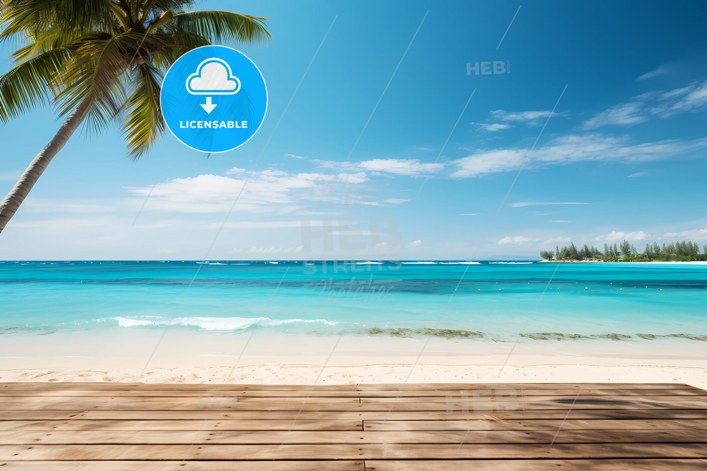 Paradisiac Beach Background, A Wooden Deck On A Beach