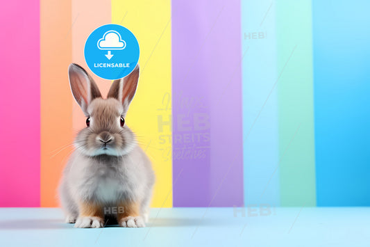Cool Easter Rabbit Against Colorful Background, A Rabbit Sitting On A Colorful Background