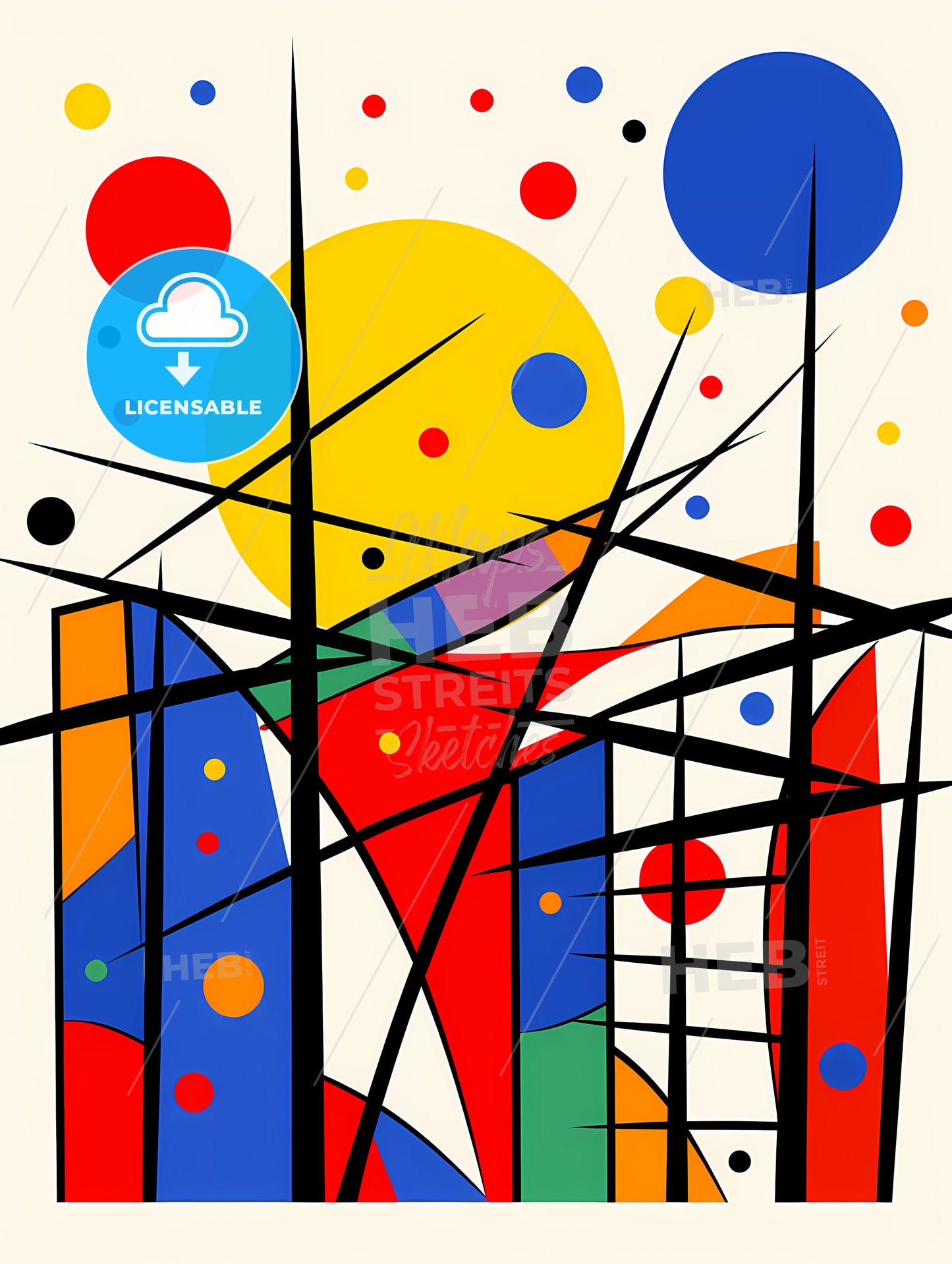 Minimalist Back To School Art, A Colorful Art Piece With Lines And Dots