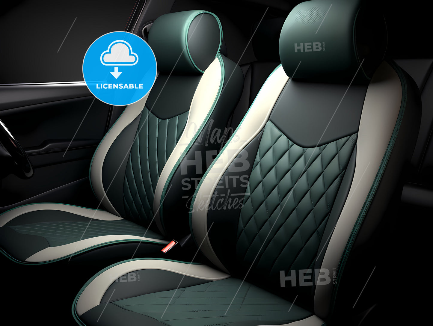 Black And Light Gray Green Car Seat Covers, The Inside Of A Car