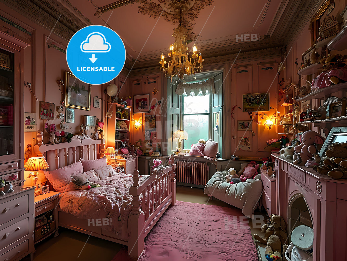 Childrens Playroom, A Bedroom With Pink Walls And A Pink Rug