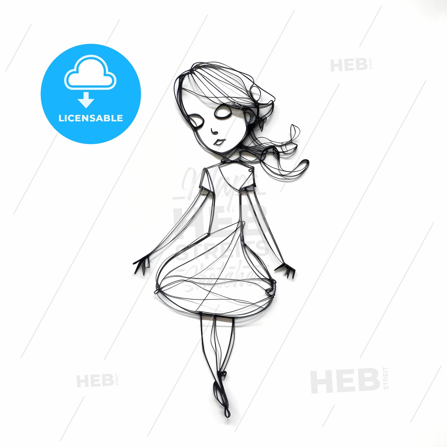 Continuous Line Drawing Of A Little Girl, A Drawing Of A Girl