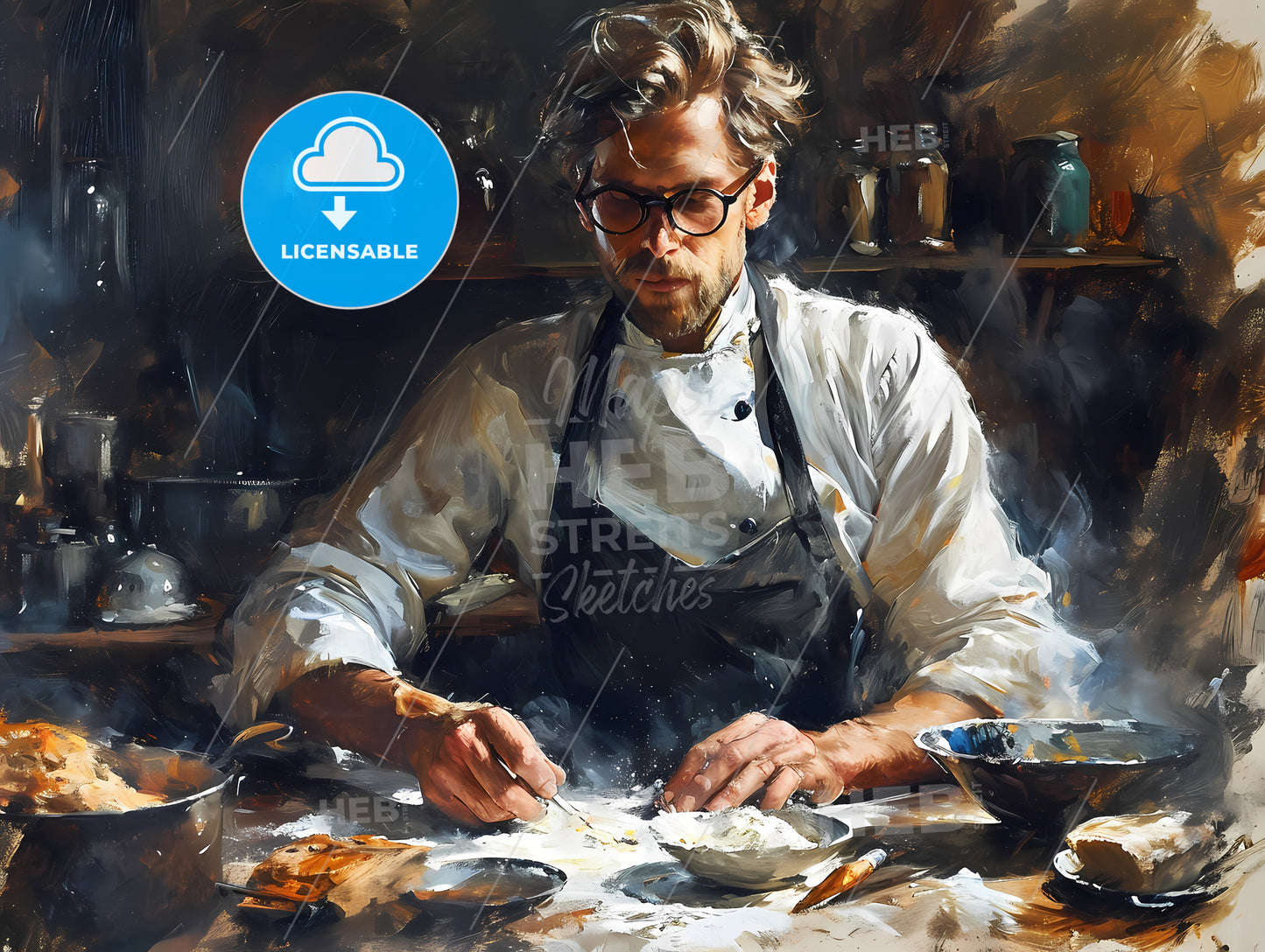 Man Baking, A Man In A Kitchen