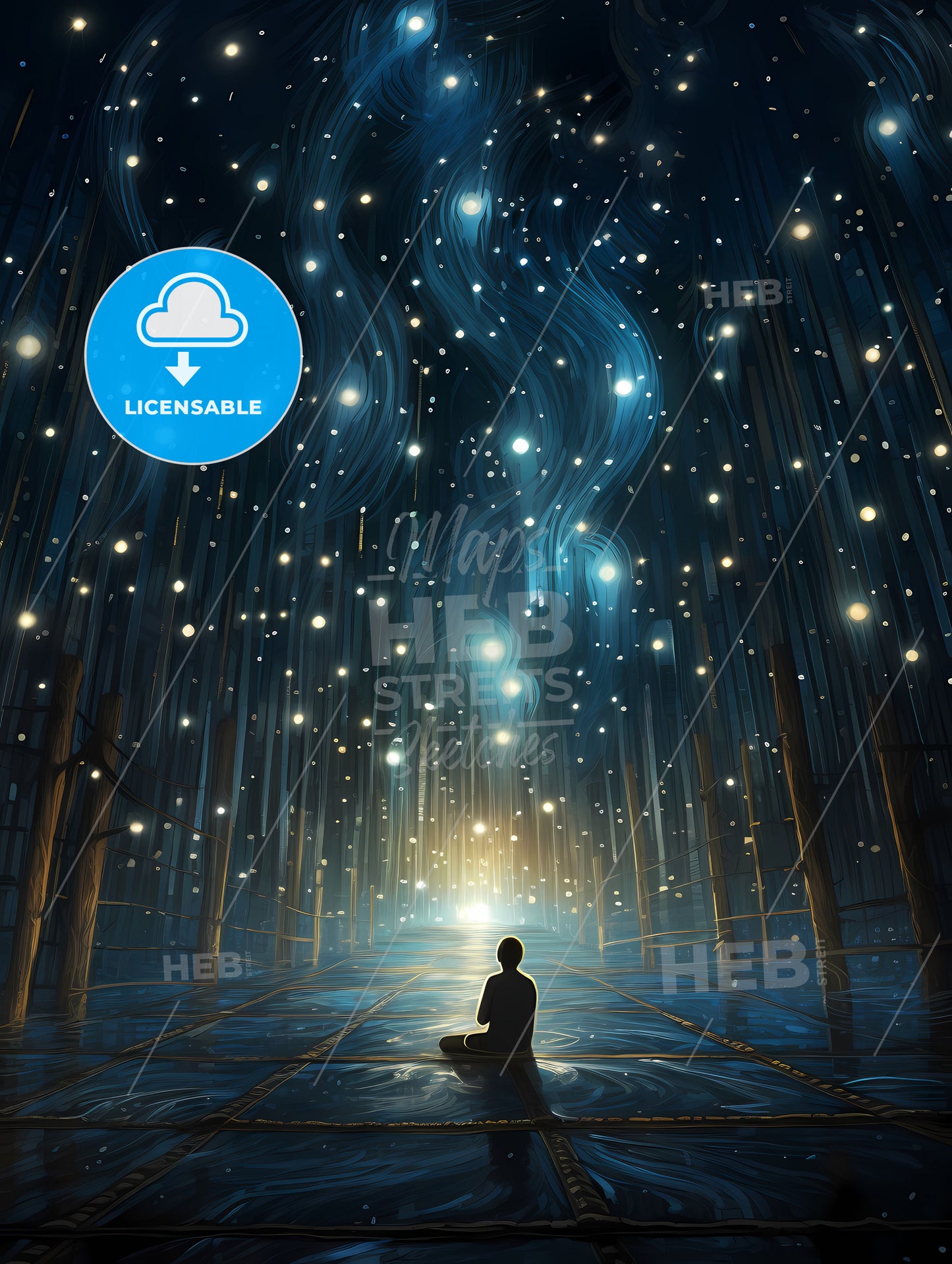 There Was A Particularly Bright Star, A Person Sitting In A Dark Room With Lights