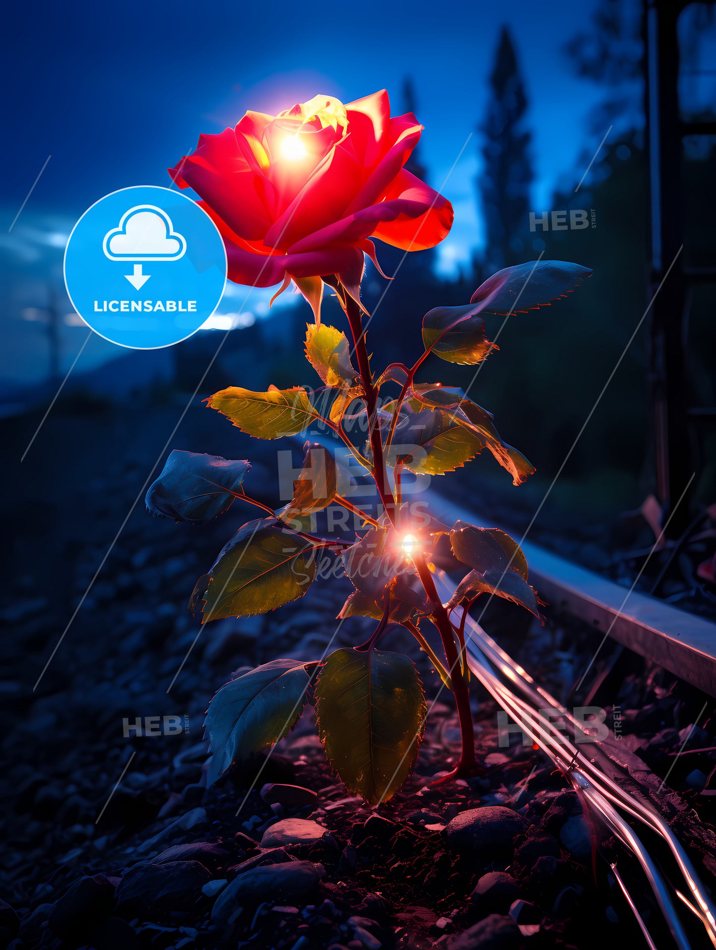 In A Quiet Valley, A Rose Growing On The Ground