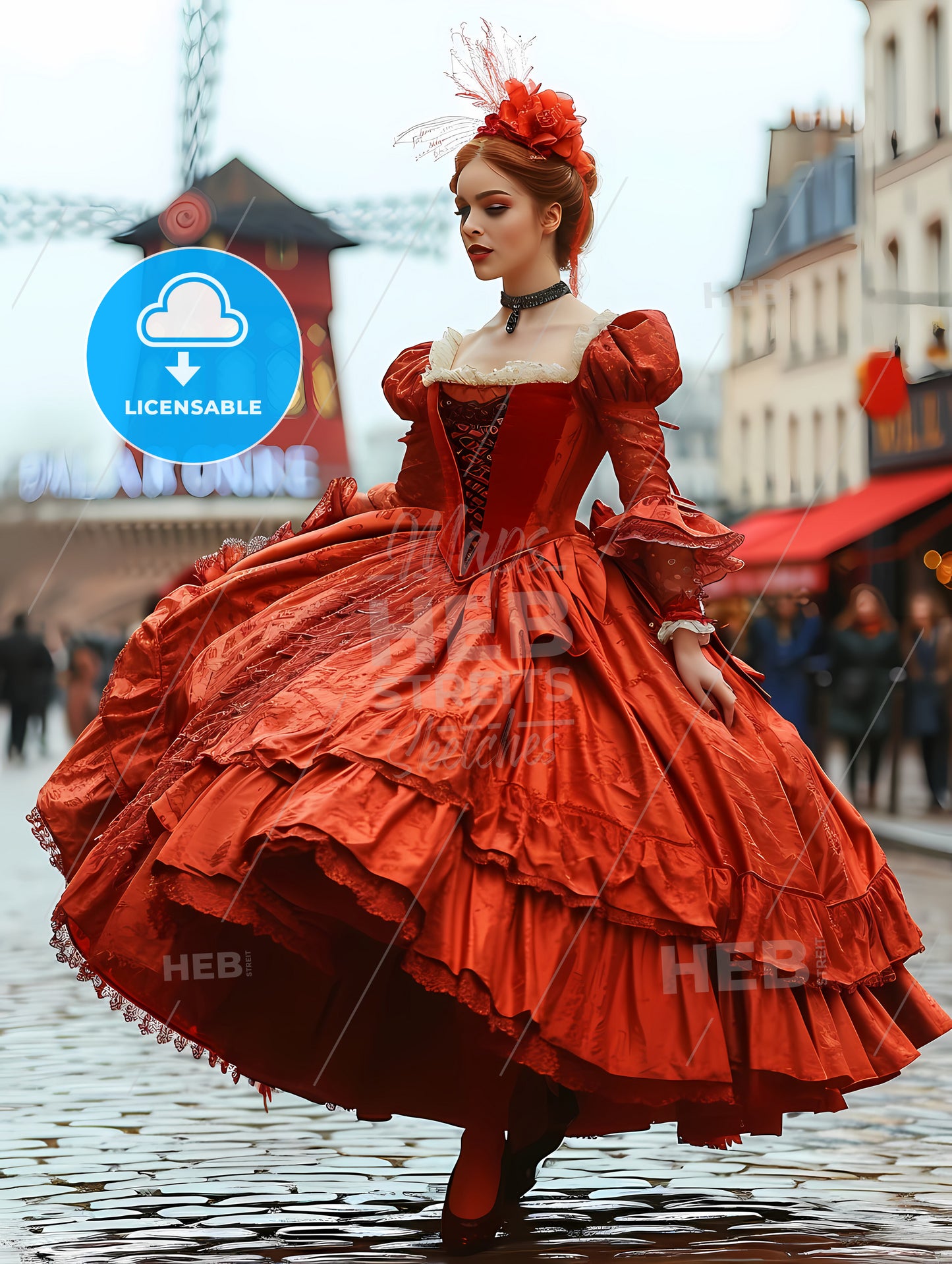 Moulin Rouge Advertising, A Woman In A Red Dress