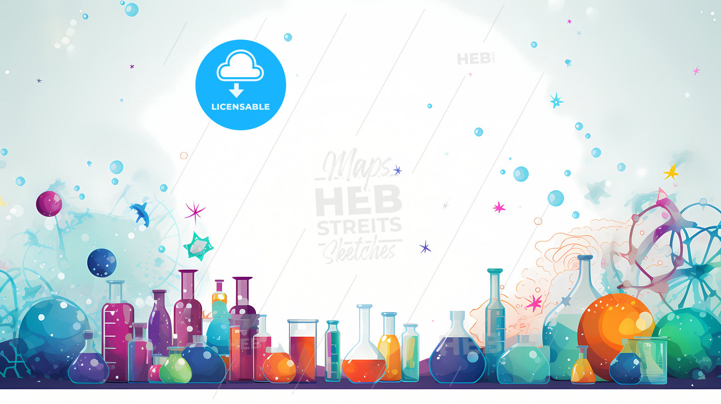 Flat Framed Border, A Group Of Colorful Bottles