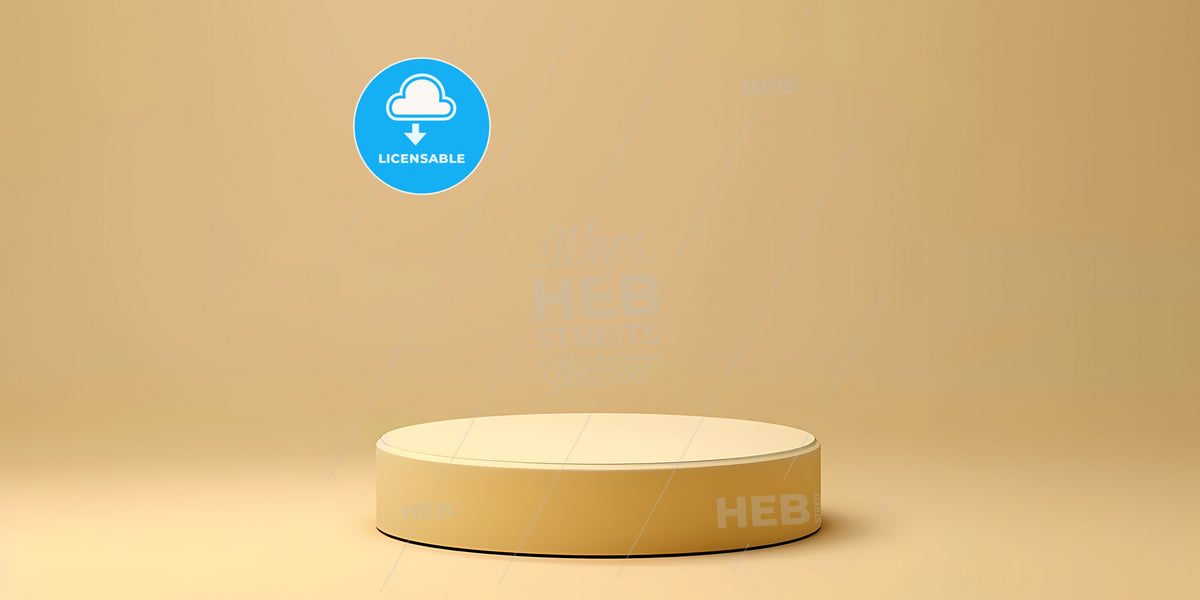Abstract Beige Background With Empty Podium - A Round Podium In A Room