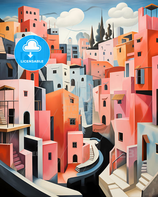 Foggia, Italy - A Painting Of A Colorful City